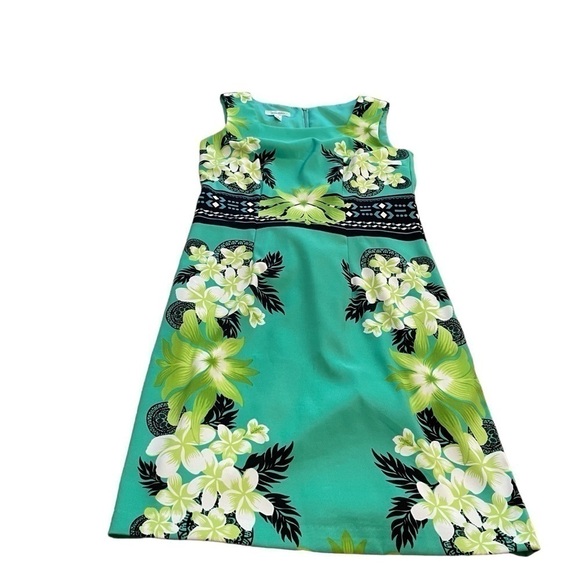 Green Tropical-floral Sheath/Shift Dress Summer by Dress Barn - Size 6 - Picture 9 of 12